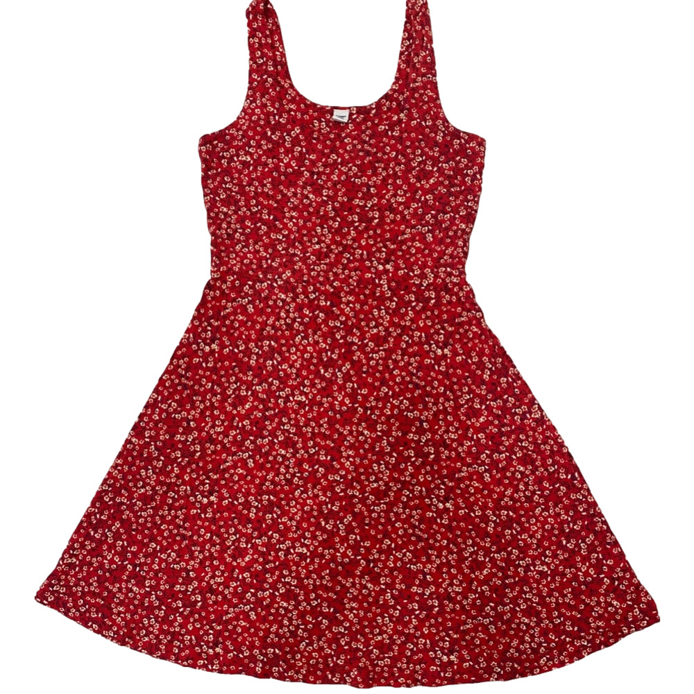 Old Navy Red Ditsy Print Mini Dress, Size S